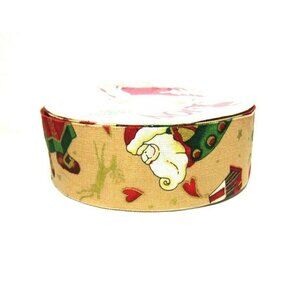 LION RIBBON COMPANY Exquisite 1 3/8" Santa and Hearts 25 YARDS Spool